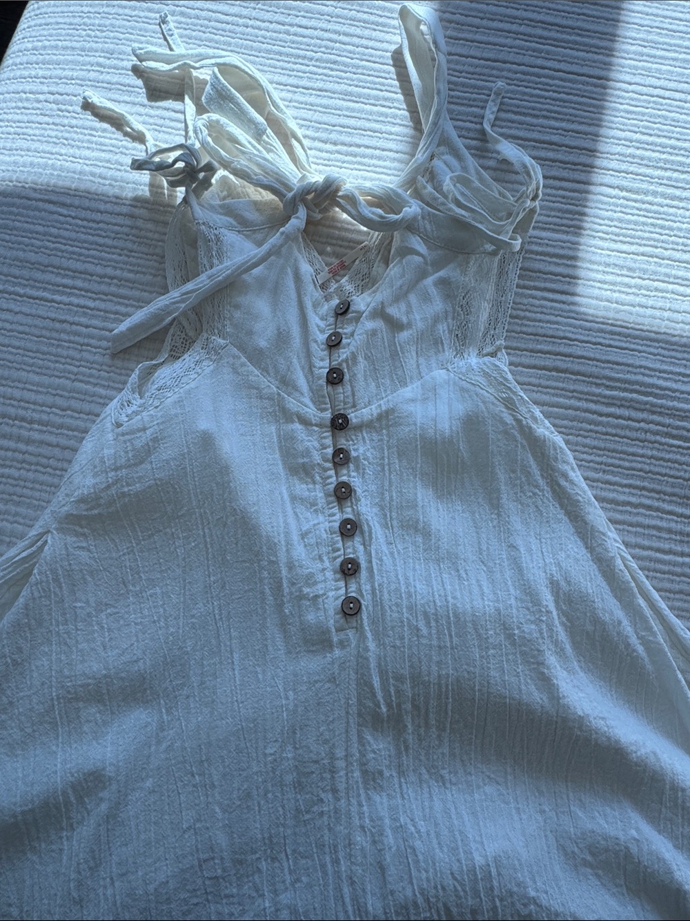 Free People White Tie-Shoulder Summer Dress - Picture 3 of 5